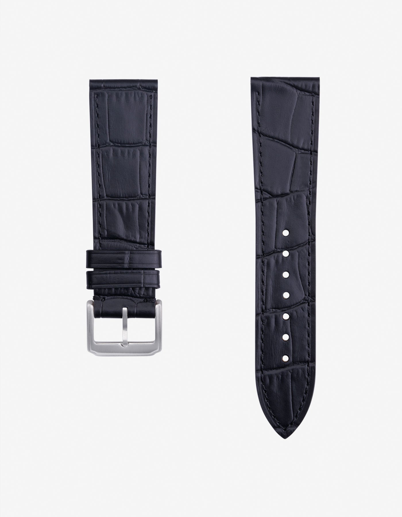 Sangle en cuir en alligateur en relief noir 18 mm-21 mm