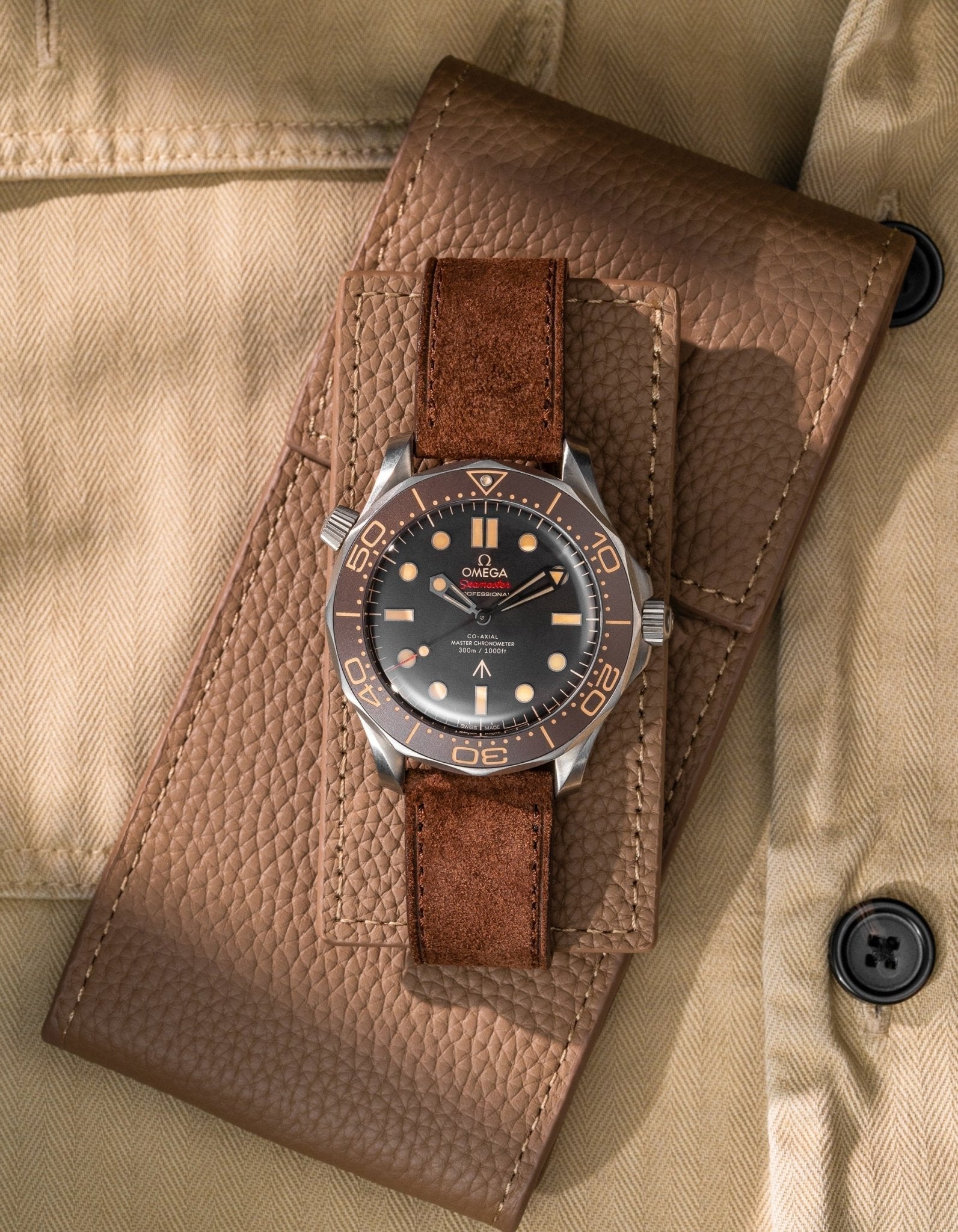 Sangle en cuir en daim marron - 17-21 mm