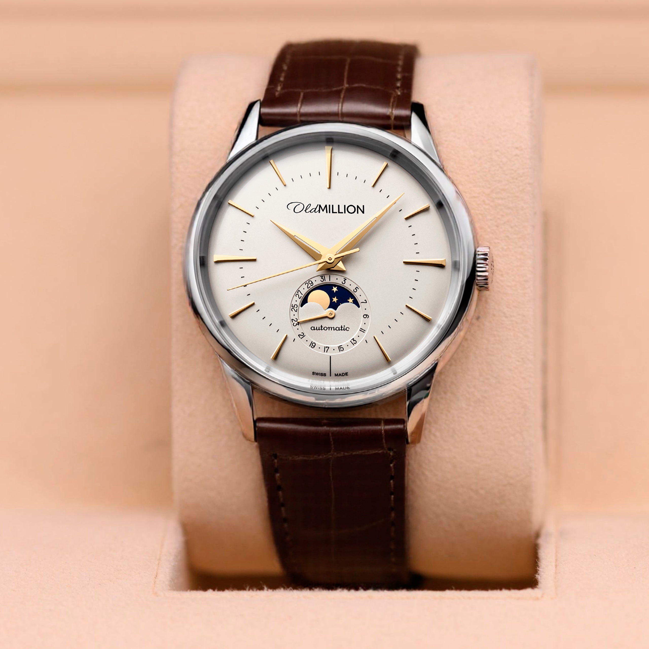 Old Million Heritage Moonphase Automatic - Silver Sunburst 43mm